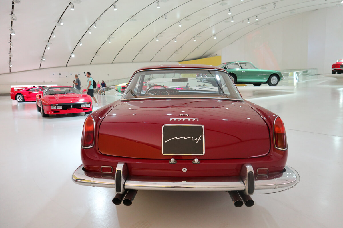 Red classic Ferrari at the museum in Modena