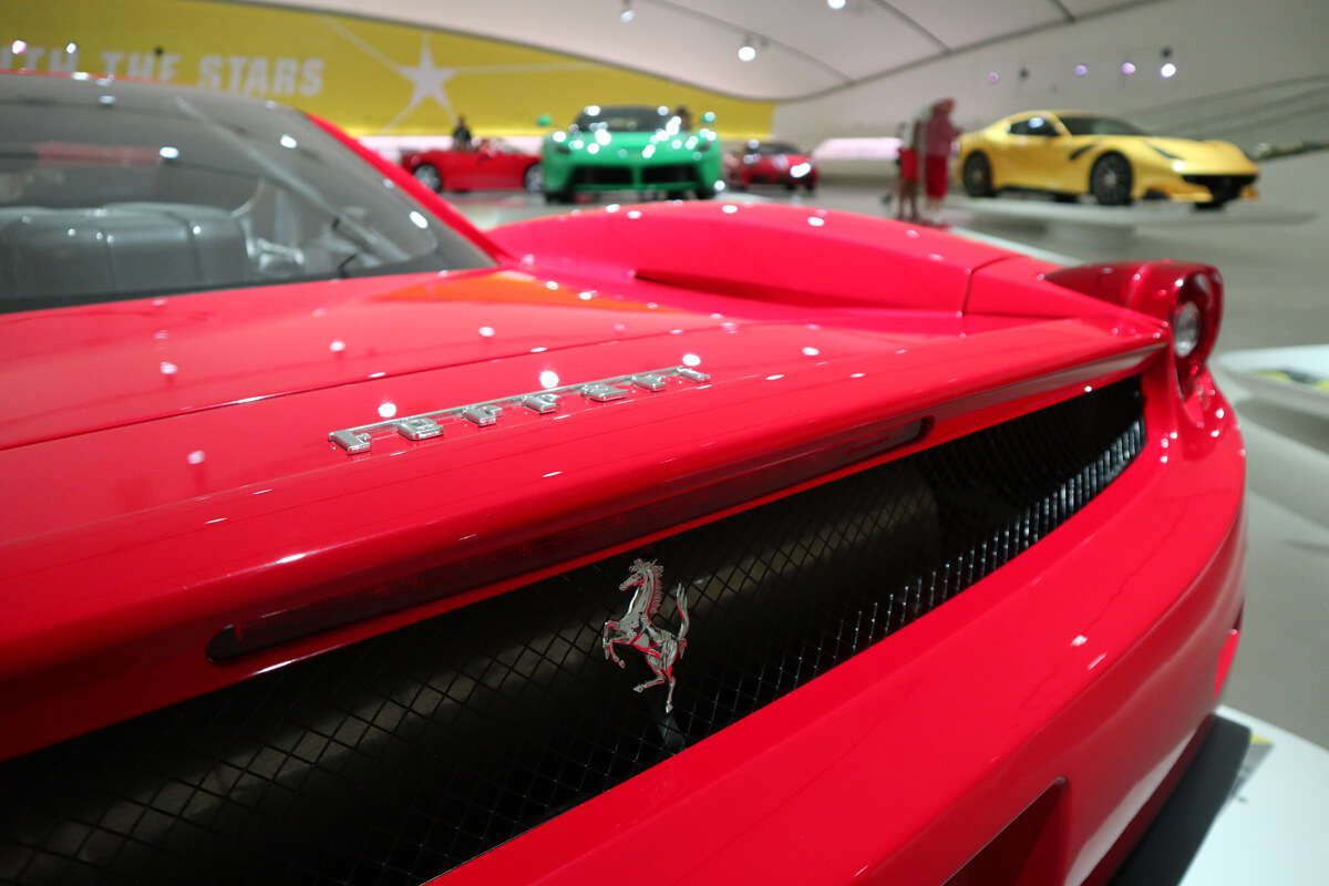 Modern red Ferrari close up