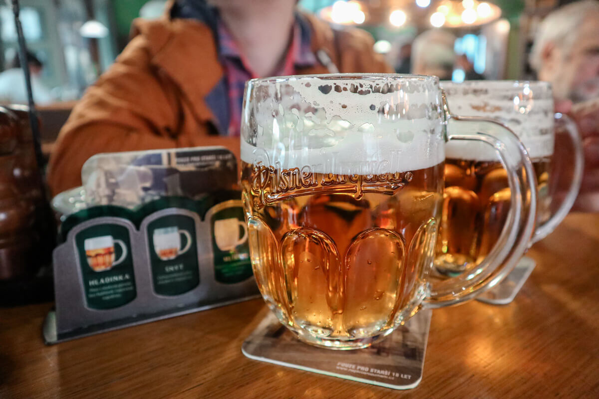 Draft beer in a pub in Prague